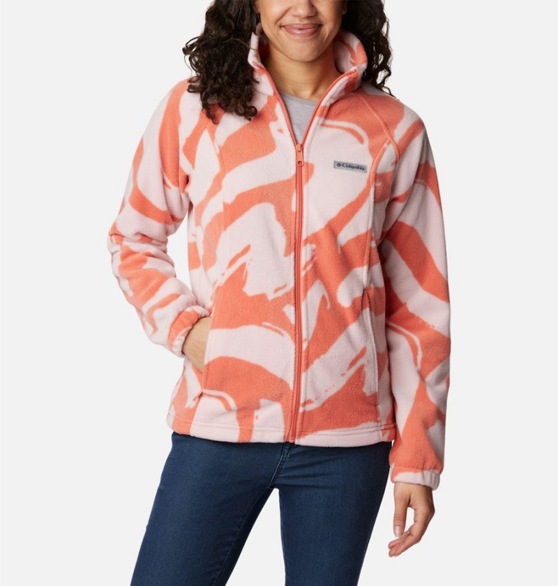 Coral Women\'s Columbia Benton Springs Printed Full Zip Fleece Jacket | IZXUR-3827