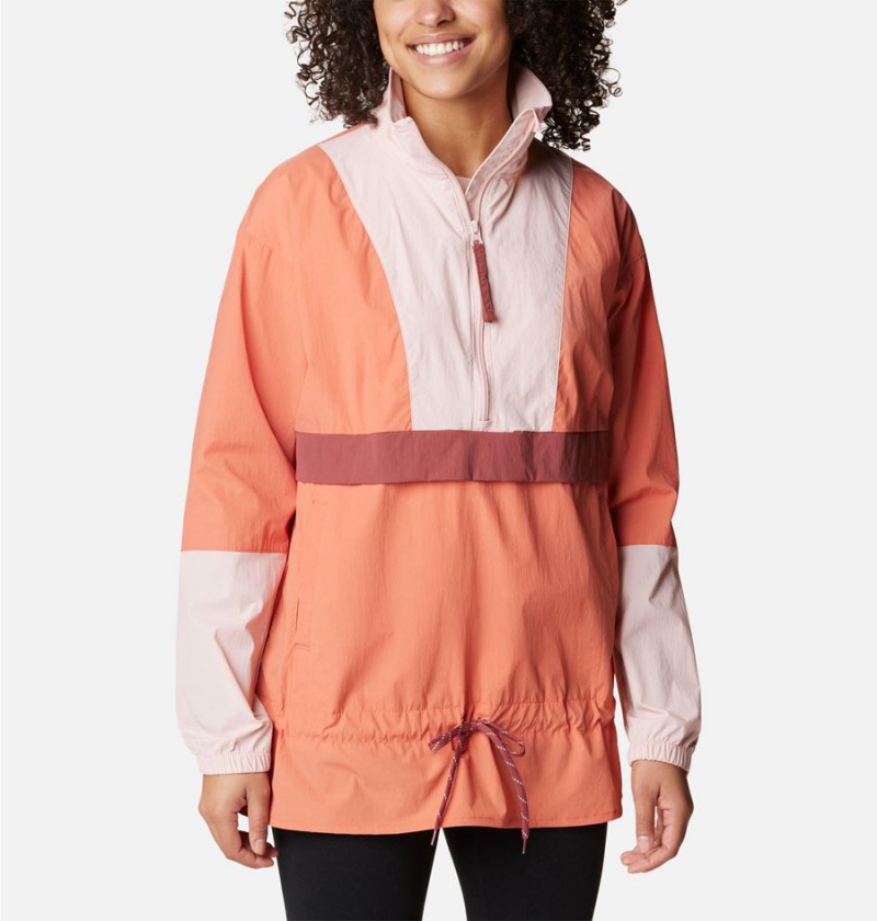 Coral Women\'s Columbia Boundless Trek Anorak Windbreaker | FYSPK-3670