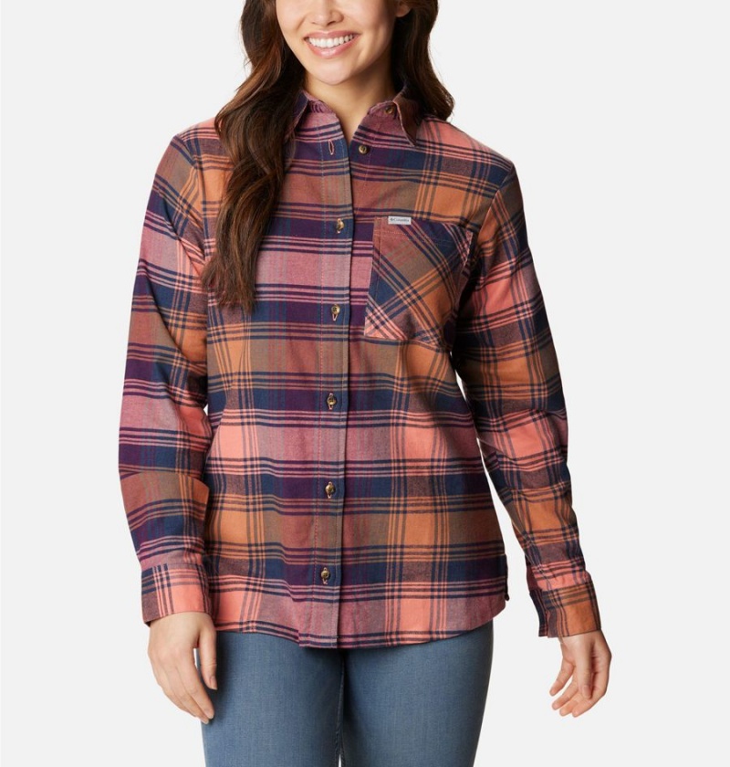 Coral Women\'s Columbia Calico Basin Flannel Long Sleeve Shirt | CTYSF-6219