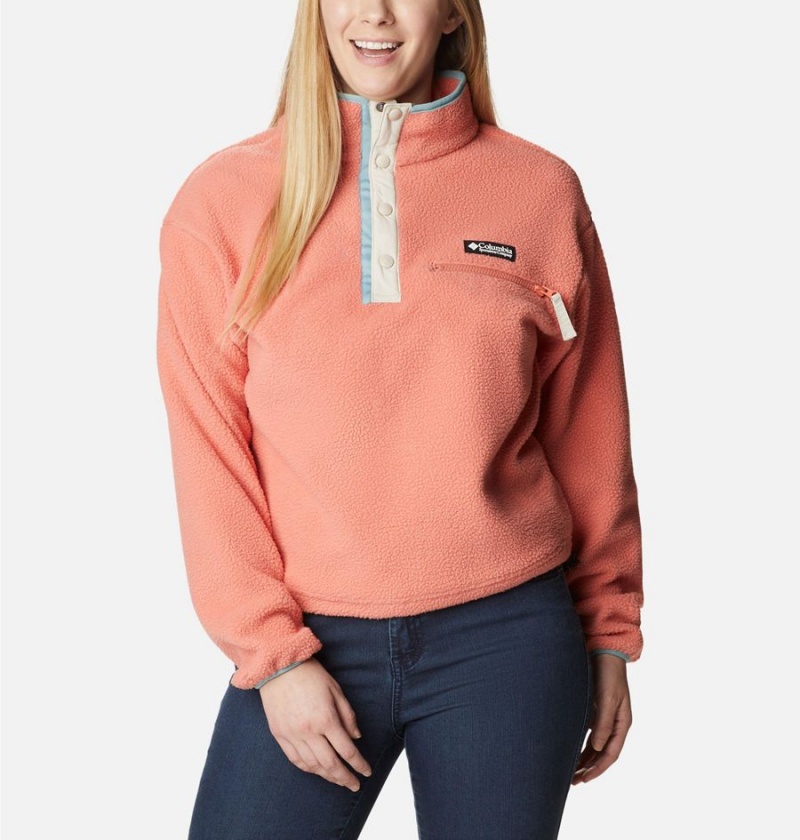 Coral Women\'s Columbia Helvetia Cropped Half Snap Fleece Pullover | QTCIO-2653