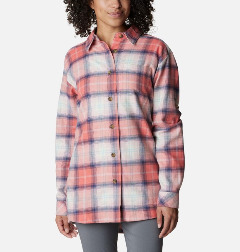 Coral Women\'s Columbia Holly Hideaway Flannel Shirt | QKNIA-2849