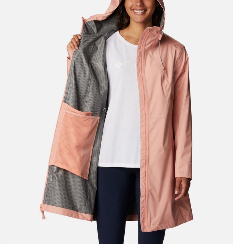 Coral Women's Columbia Weekend Adventure Long Shell Rain Jacket | SKAEG-4031