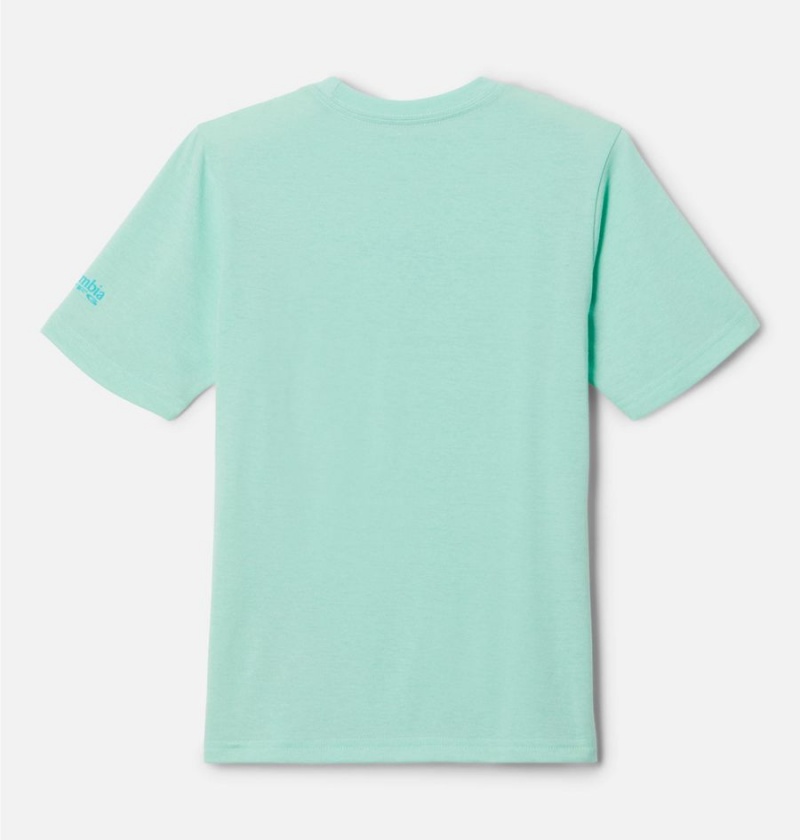 Green Kids' Columbia PFG Short Sleeve Seasonal Graphic T-Shirt | JASZB-7041