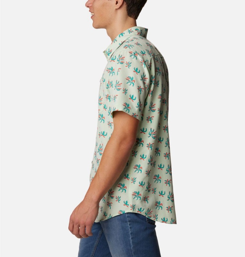 Green Men's Columbia Captree Island Short Sleeve Shirt | KRSFV-0927