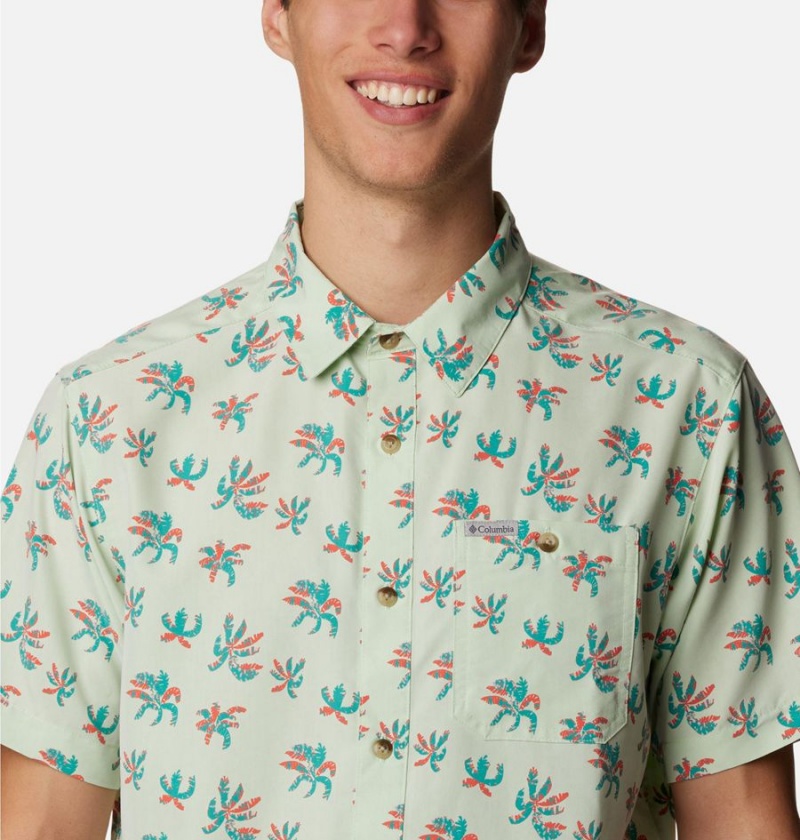 Green Men's Columbia Captree Island Short Sleeve Shirt | KRSFV-0927