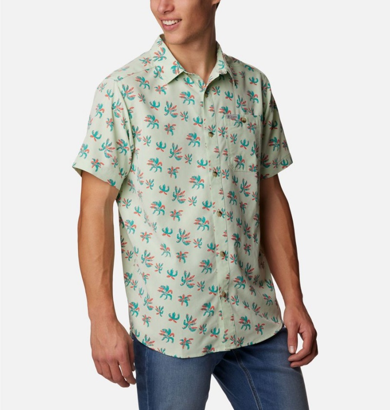 Green Men's Columbia Captree Island Short Sleeve Shirt | KRSFV-0927