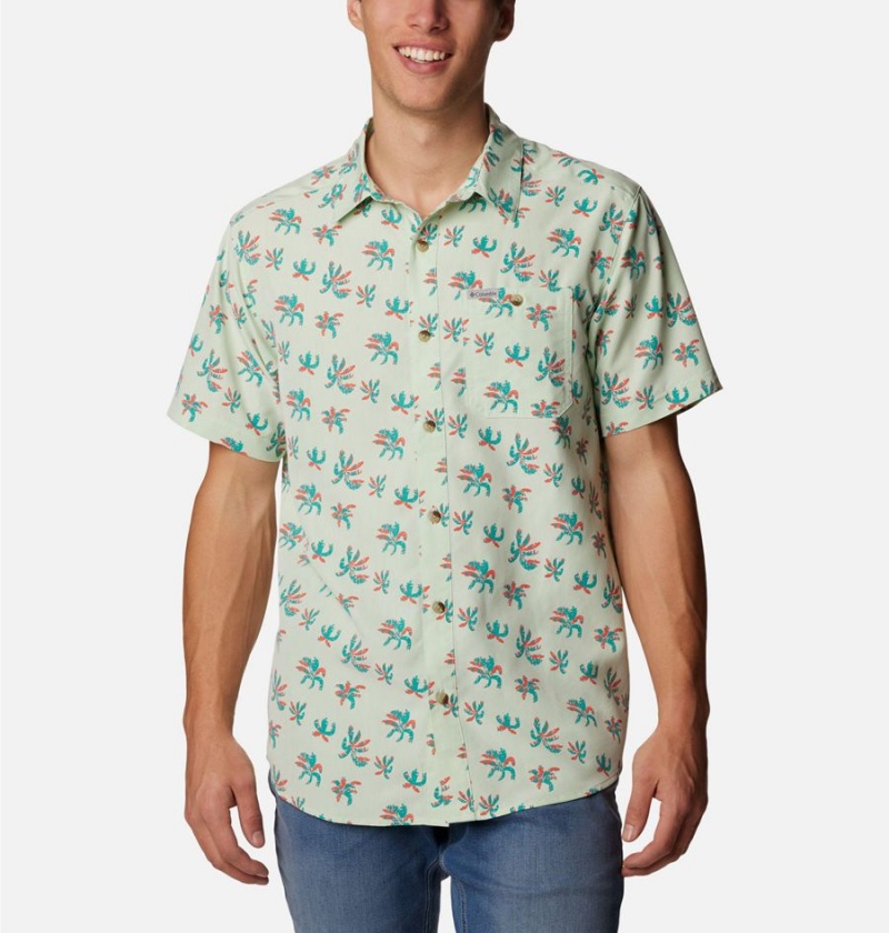 Green Men\'s Columbia Captree Island Short Sleeve Shirt | KRSFV-0927