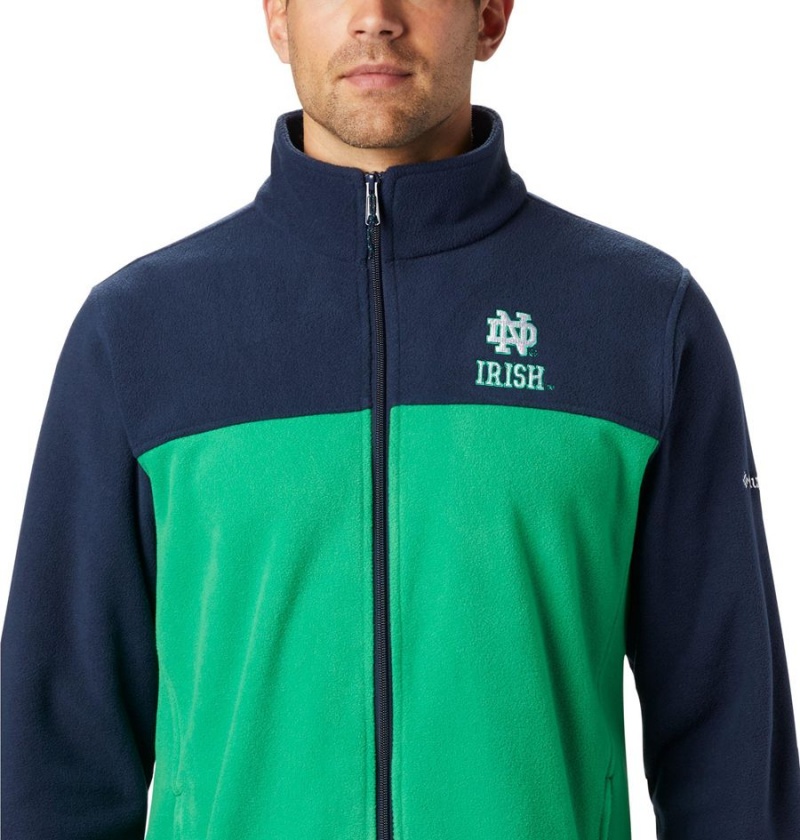 Green Men's Columbia Collegiate Flanker III - Notre Dame Fleece Jacket | UPOCW-7612