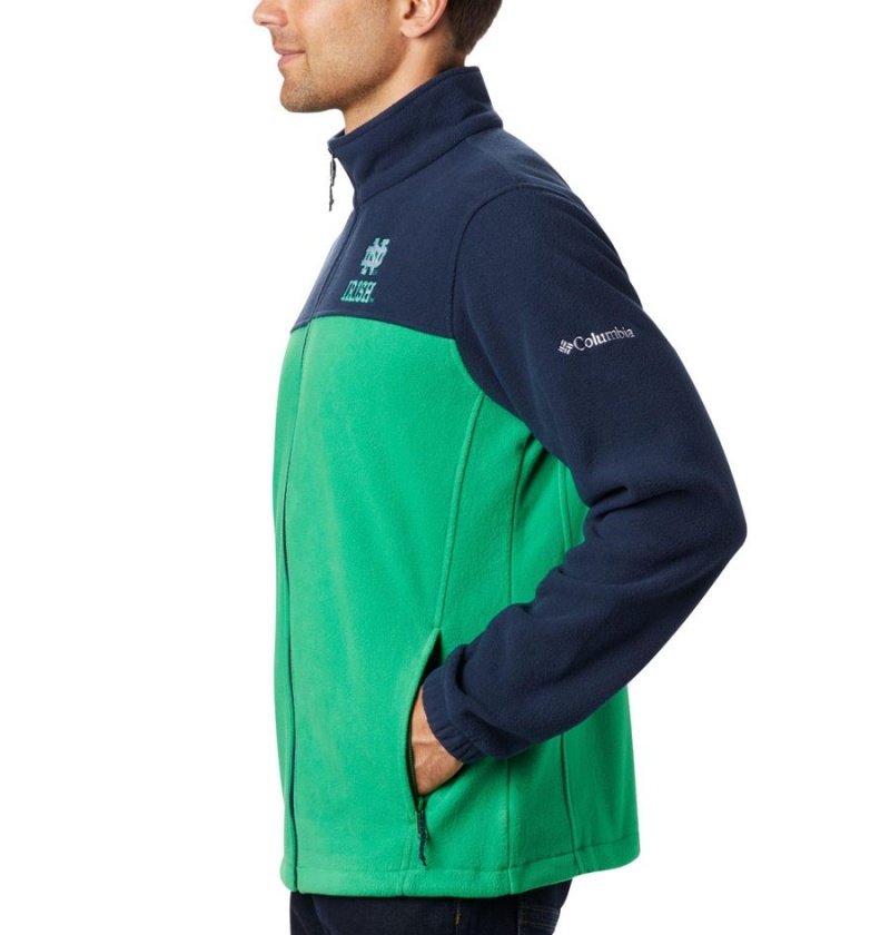 Green Men's Columbia Collegiate Flanker III - Notre Dame Fleece Jacket | UPOCW-7612