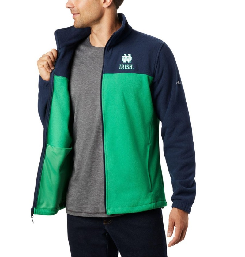 Green Men's Columbia Collegiate Flanker III - Notre Dame Fleece Jacket | UPOCW-7612