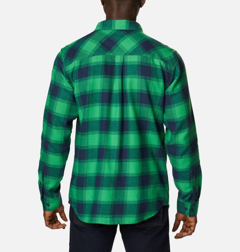 Green Men's Columbia Collegiate Flare Gun Flannel Long Sleeve - Notre Dame Shirt | MRHPE-1284