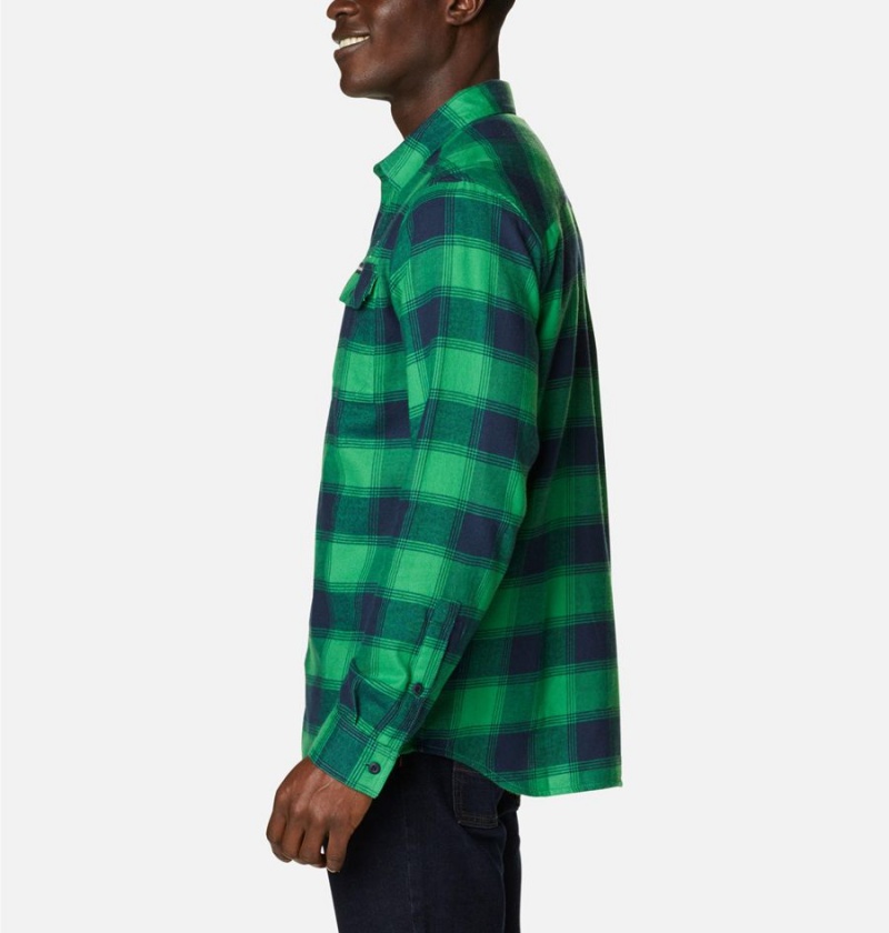 Green Men's Columbia Collegiate Flare Gun Flannel Long Sleeve - Notre Dame Shirt | MRHPE-1284