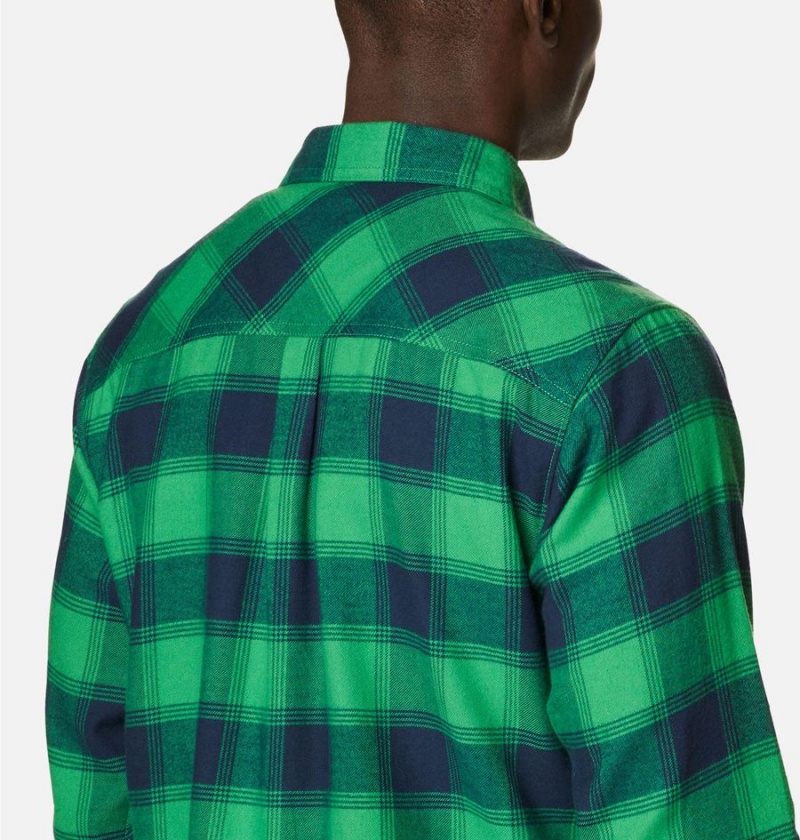 Green Men's Columbia Collegiate Flare Gun Flannel Long Sleeve - Notre Dame Shirt | MRHPE-1284