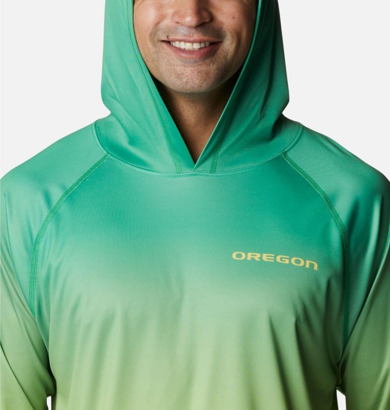 Green Men's Columbia Collegiate PFG Super Terminal Tackle - Oregon Hoodie | XTDAL-9157