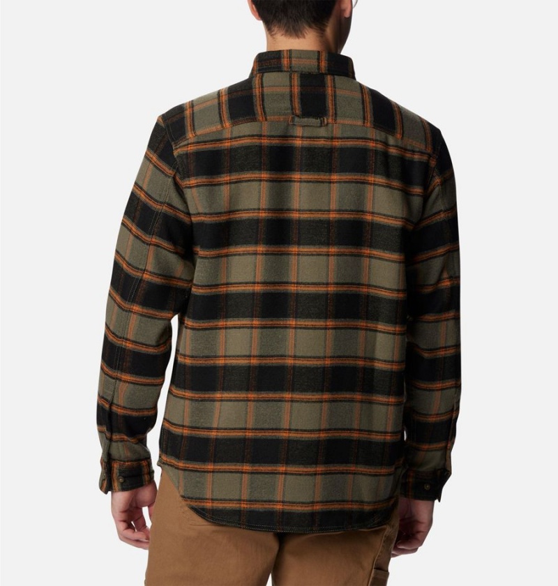 Green Men's Columbia Deschutes River Heavyweight Flannel Shirt | VCTXG-1709