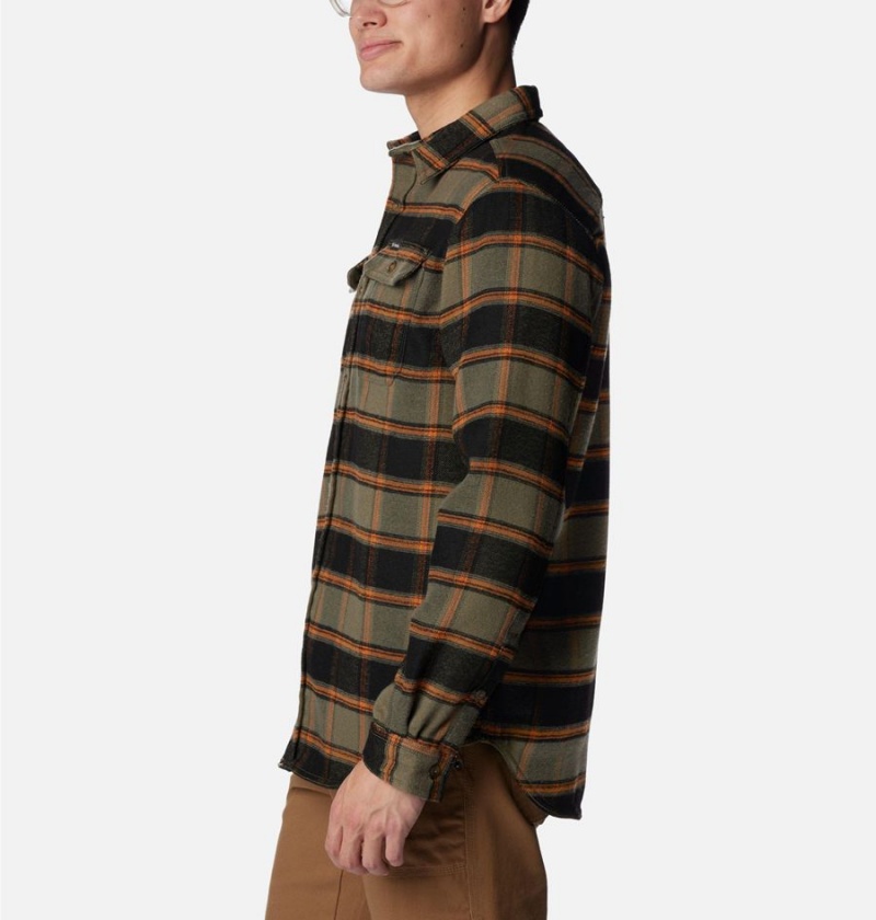 Green Men's Columbia Deschutes River Heavyweight Flannel Shirt | VCTXG-1709