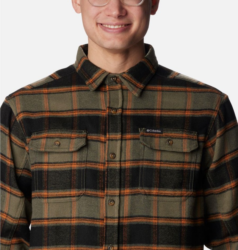 Green Men's Columbia Deschutes River Heavyweight Flannel Shirt | VCTXG-1709