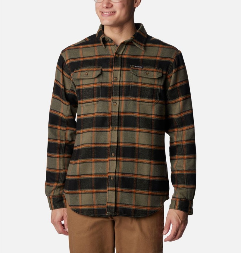 Green Men\'s Columbia Deschutes River Heavyweight Flannel Shirt | VCTXG-1709