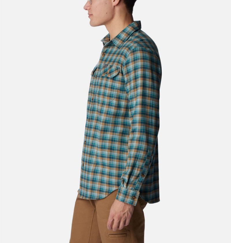 Green Men's Columbia Flare Gun Stretch Flannel Shirt | RXSFG-0186