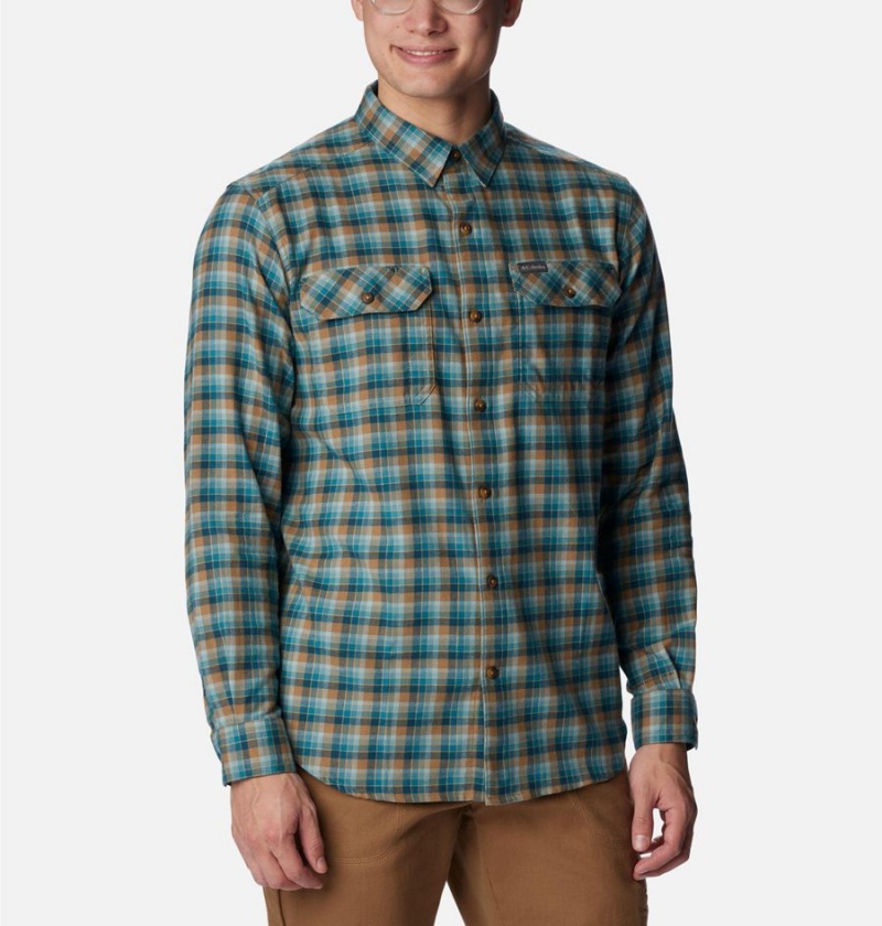 Green Men's Columbia Flare Gun Stretch Flannel Shirt | RXSFG-0186