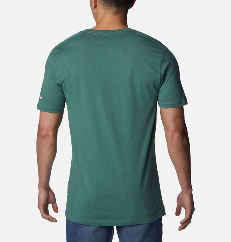 Green Men's Columbia NP Yellowstone Graphic T-Shirt | UMCPY-8260