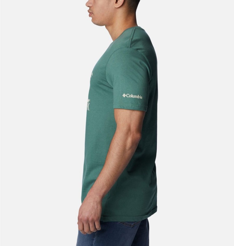 Green Men's Columbia NP Yellowstone Graphic T-Shirt | UMCPY-8260