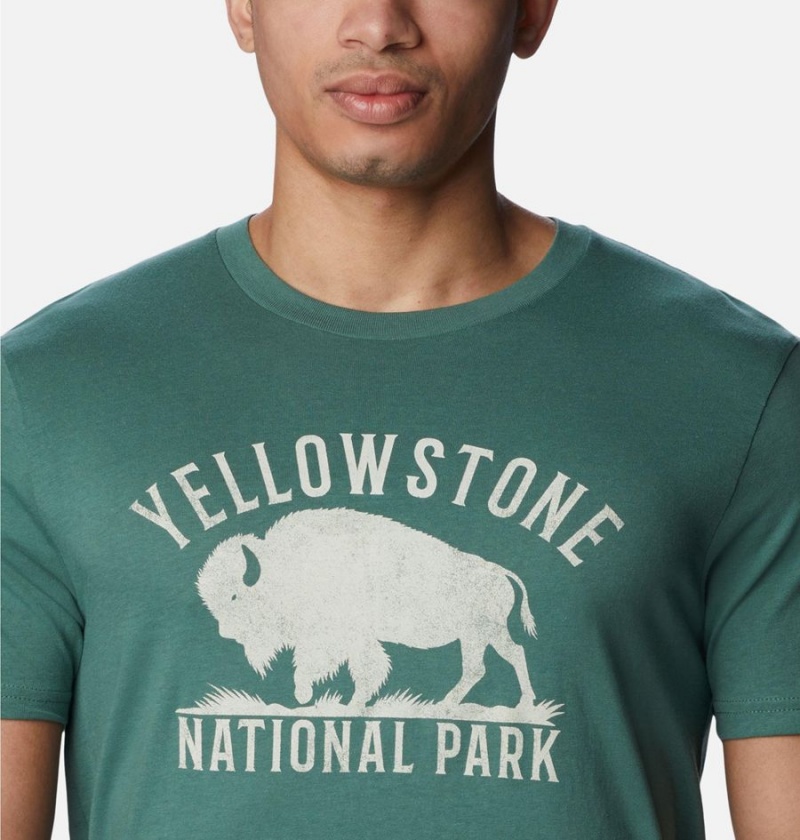 Green Men's Columbia NP Yellowstone Graphic T-Shirt | UMCPY-8260