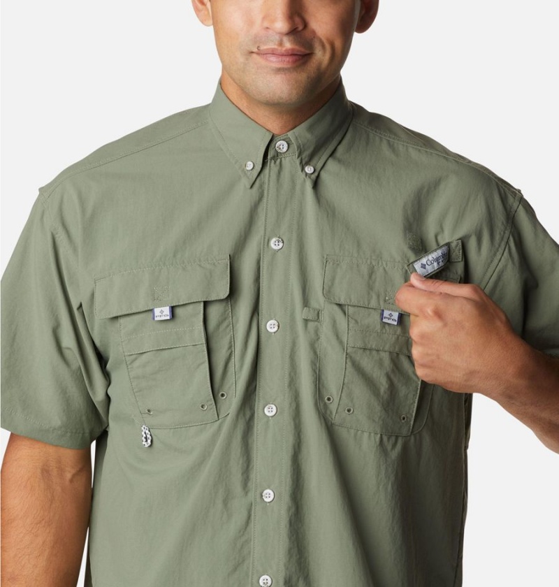 Green Men's Columbia PFG Bahama II Short Sleeve Shirt | HTMKL-3587