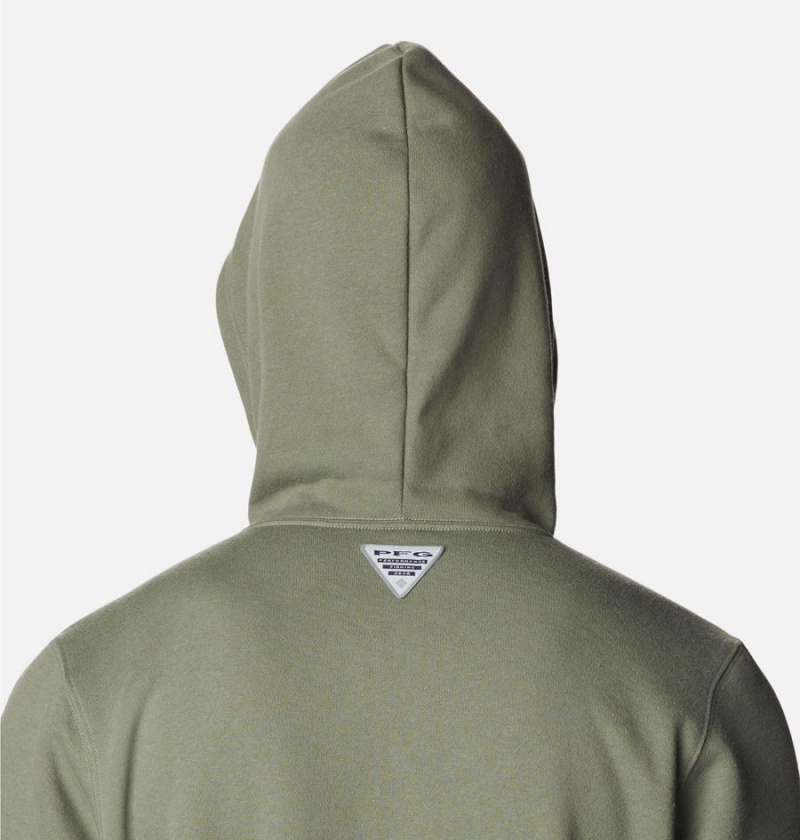 Green Men's Columbia PFG Fish Flag II Hoodie | BLYXR-8795