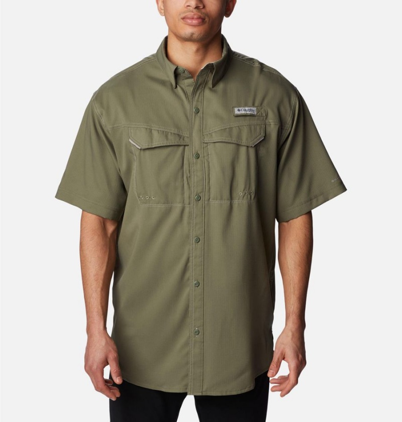 Green Men\'s Columbia PFG Low Drag Offshore Short Sleeve Shirt | TMSBA-7902