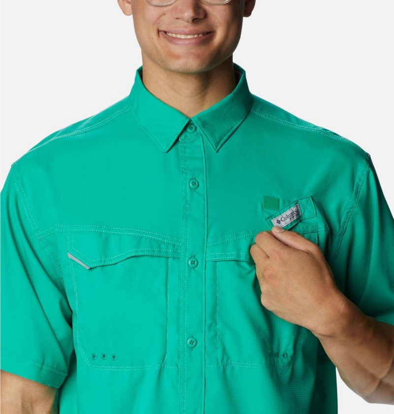 Green Men's Columbia PFG Low Drag Offshore Short Sleeve Shirt | RYDQW-7536