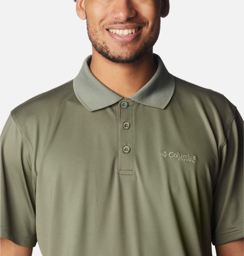 Green Men's Columbia PFG Skiff Cast Polo Shirt | OHDEF-1823