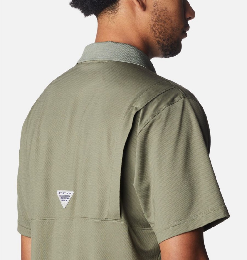 Green Men's Columbia PFG Skiff Cast Polo Shirt | OHDEF-1823