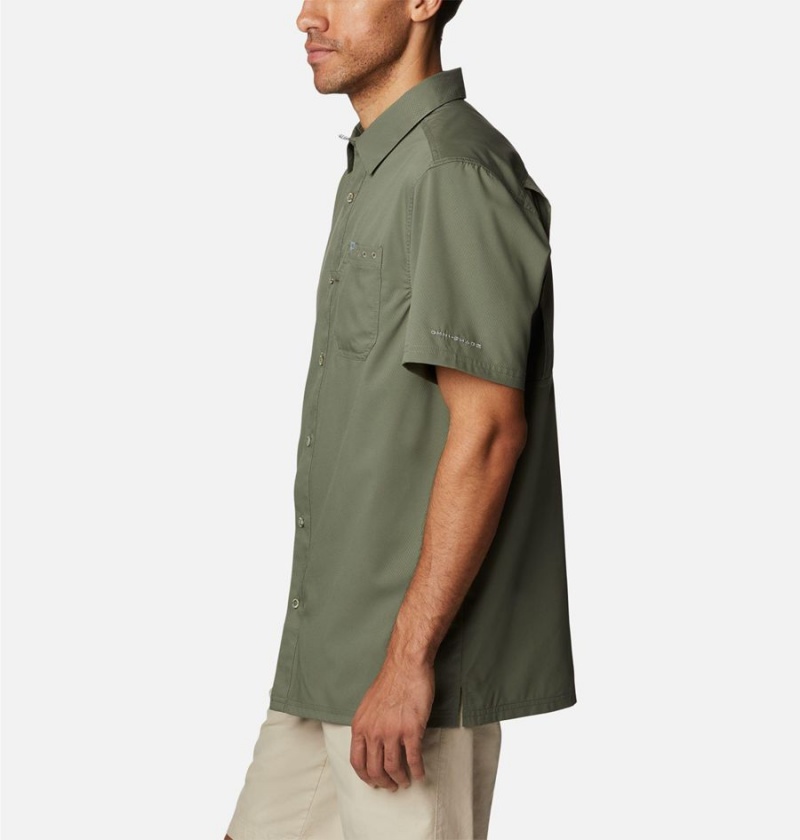 Green Men's Columbia PFG Slack Tide Camp Shirt | PWAXU-7439