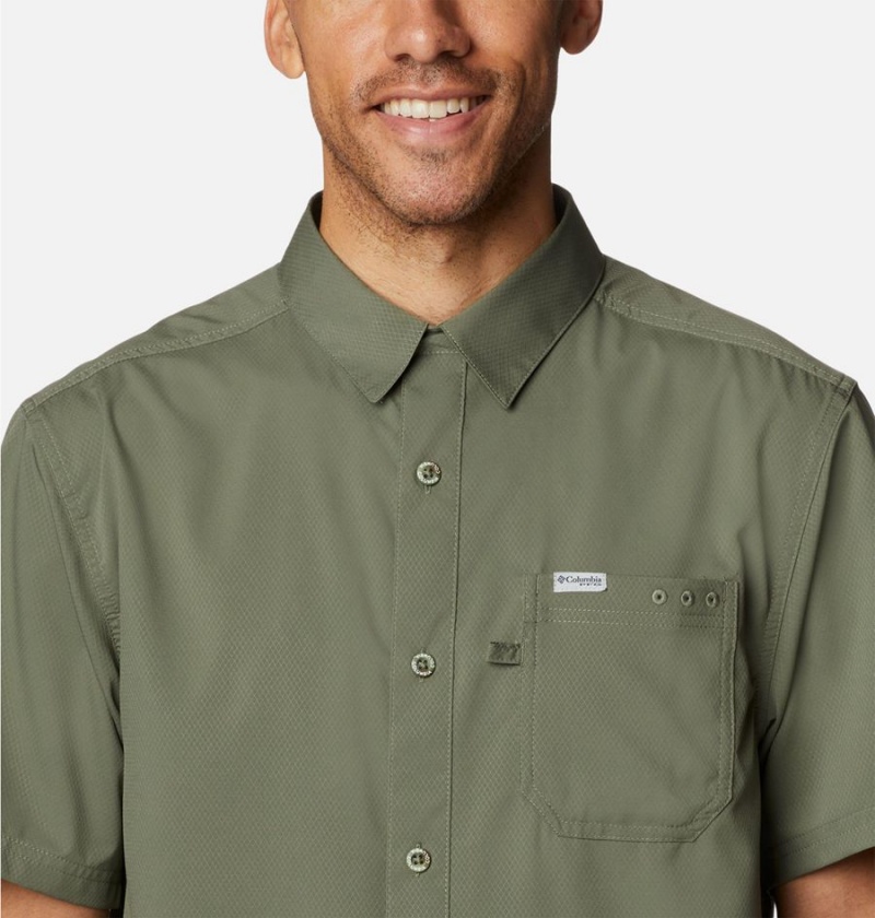 Green Men's Columbia PFG Slack Tide Camp Shirt | PWAXU-7439