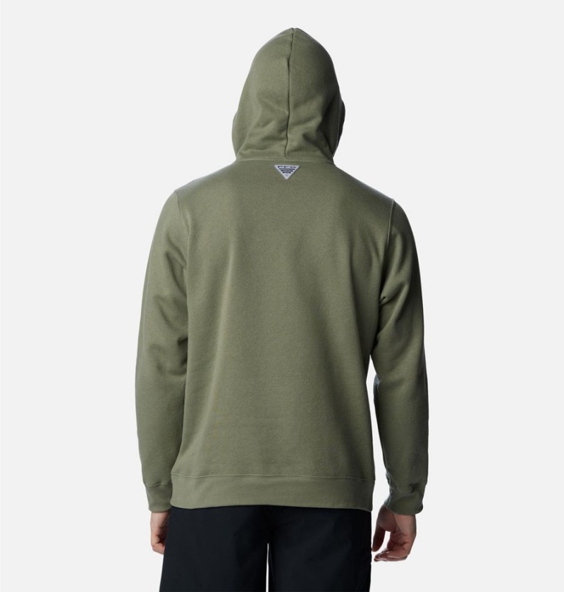 Green Men's Columbia PFG Sleeve II Graphic Hoodie | QSCRJ-5601