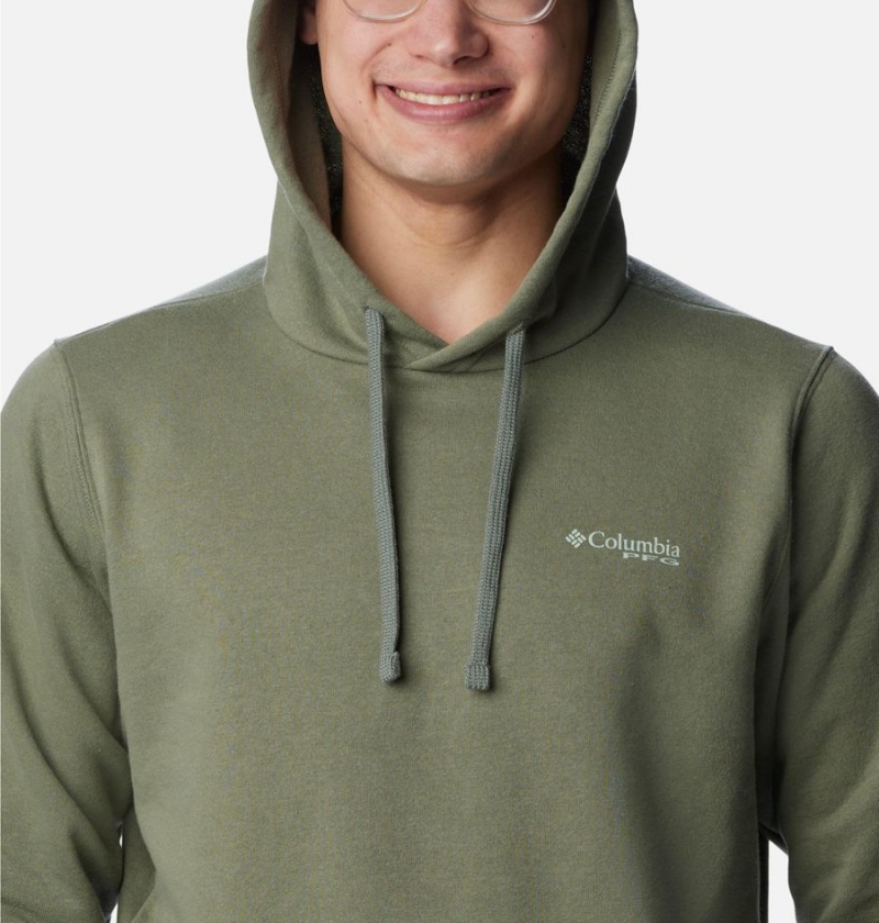 Green Men's Columbia PFG Sleeve II Graphic Hoodie | QSCRJ-5601