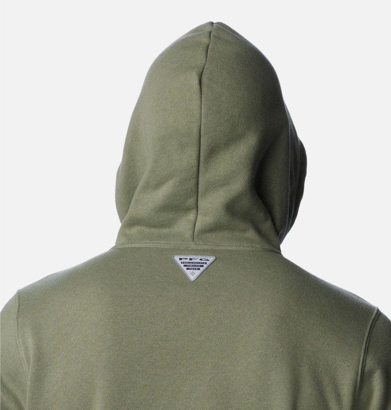 Green Men's Columbia PFG Sleeve II Graphic Hoodie | QSCRJ-5601