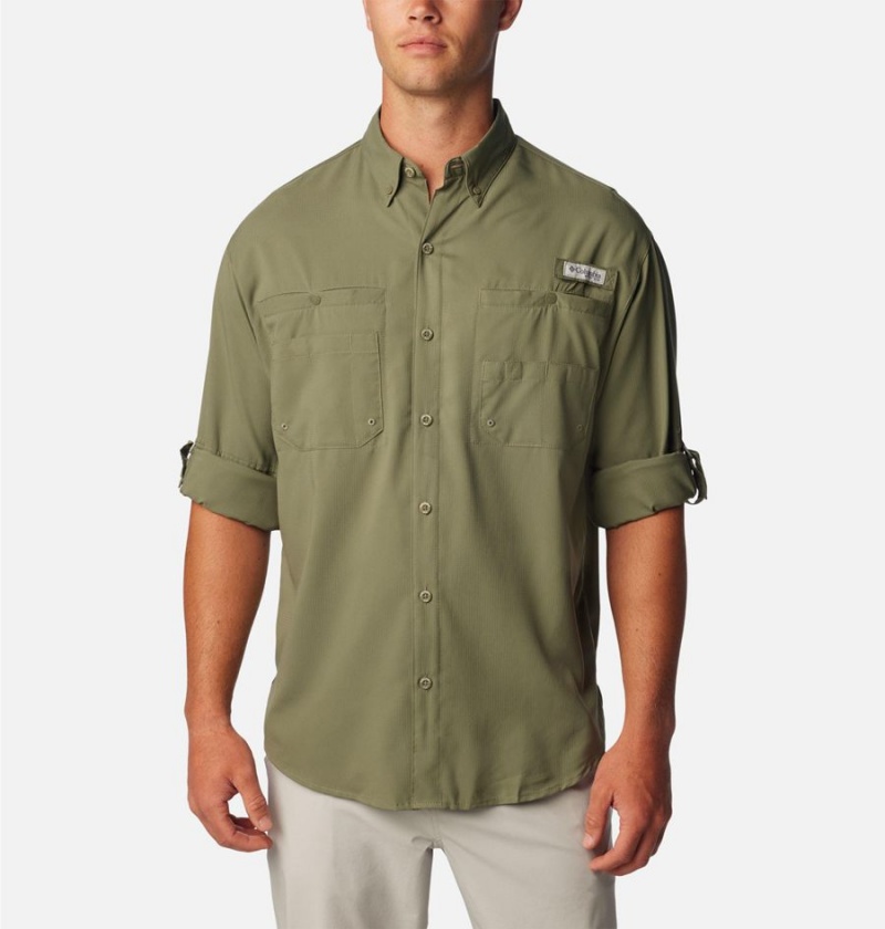 Green Men's Columbia PFG Tamiami II Long Sleeve Shirt | RUOTN-3718