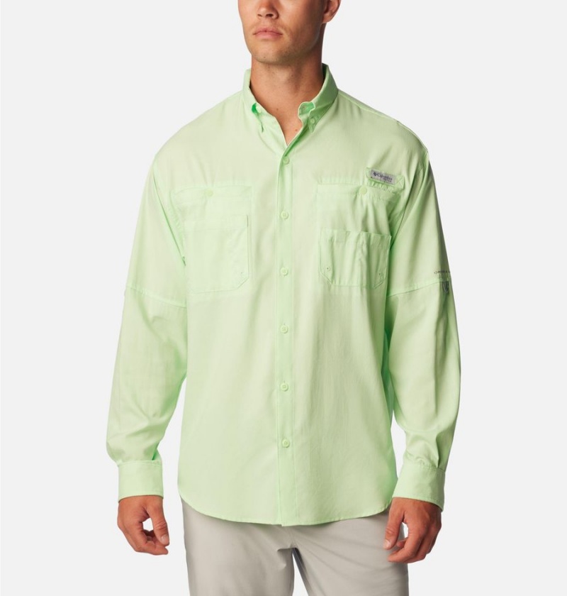 Green Men\'s Columbia PFG Tamiami II Long Sleeve Shirt | DANYV-8064