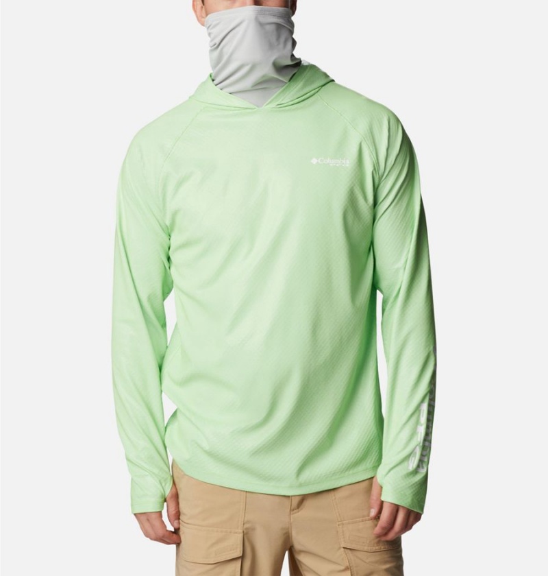 Green Men's Columbia PFG Terminal Deflector Zero Hoodie | BKMEC-7532