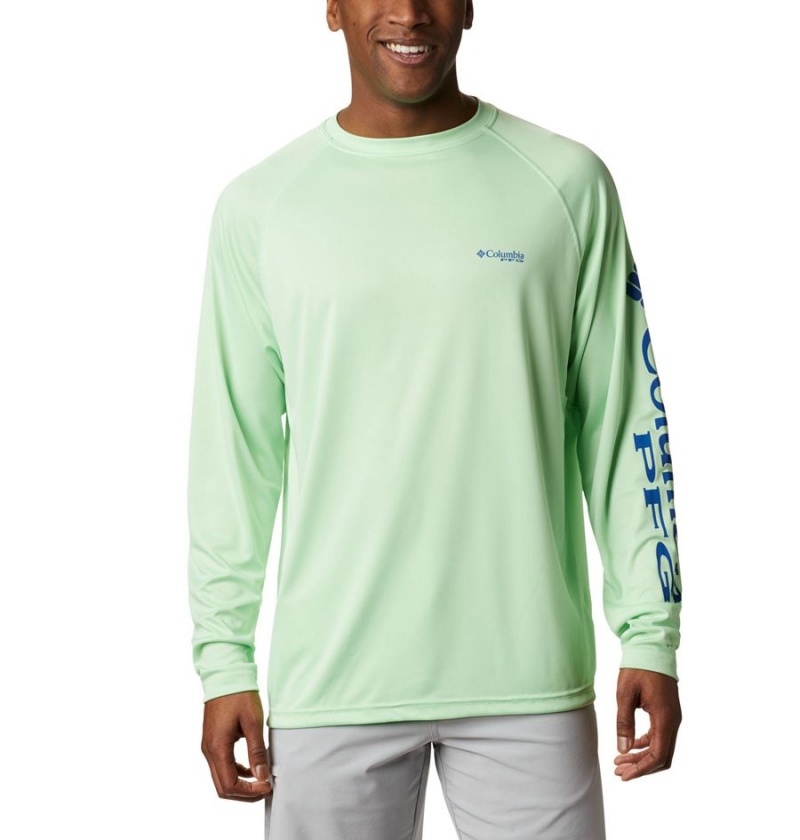 Green Men\'s Columbia PFG Terminal Tackle Long Sleeve T-Shirt | FENKQ-1420