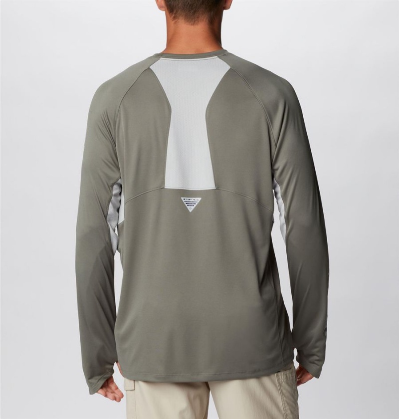 Green Men's Columbia PFG Terminal Tackle Vent Long Sleeve T-Shirt | WTDEU-5260