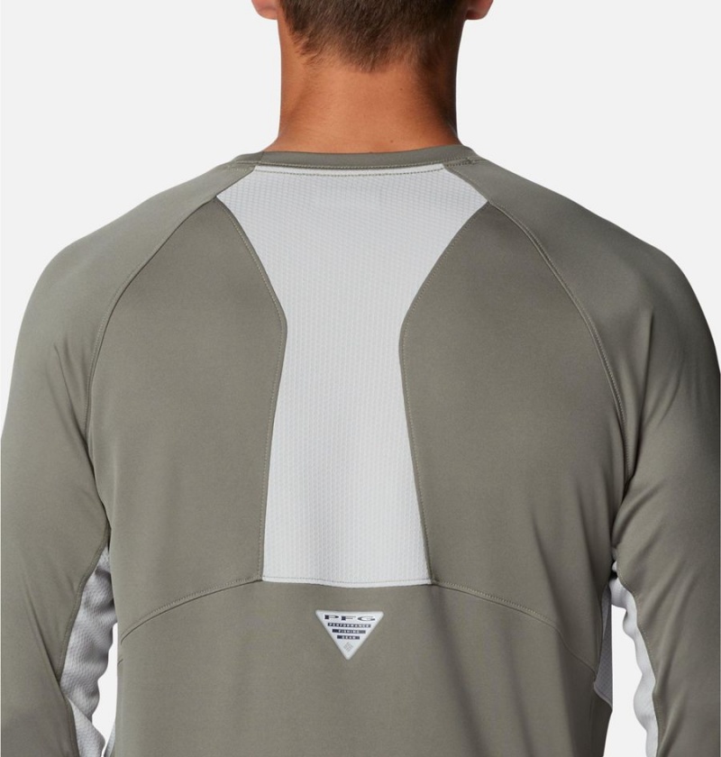 Green Men's Columbia PFG Terminal Tackle Vent Long Sleeve T-Shirt | WTDEU-5260