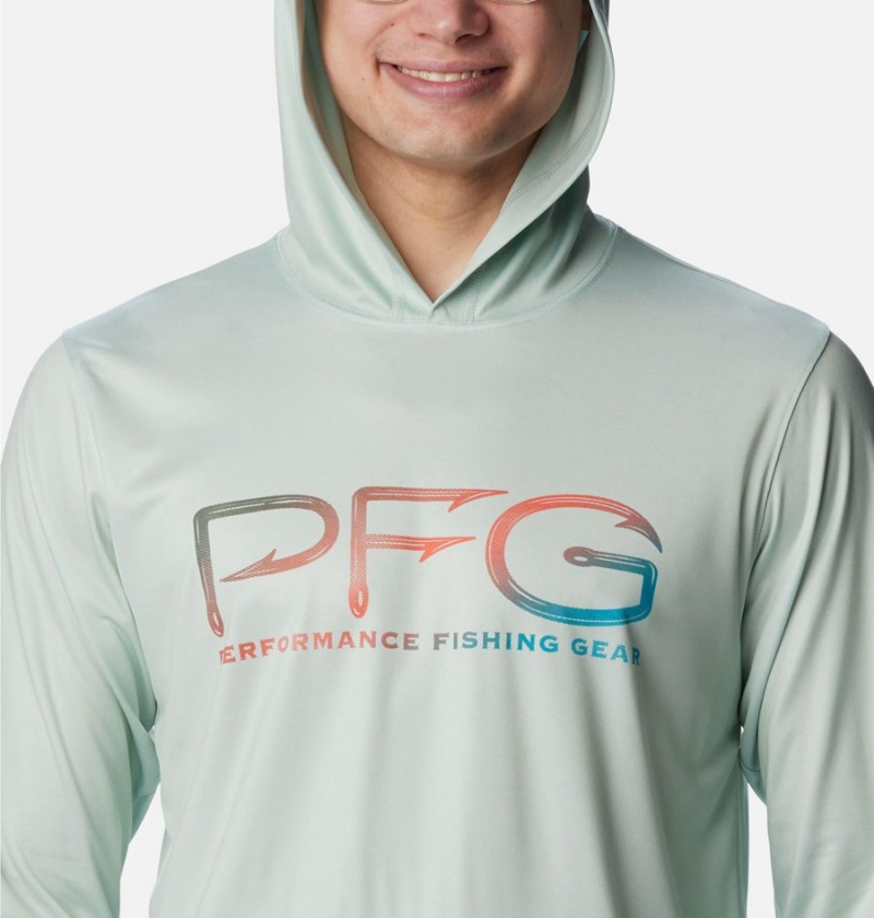 Green Men's Columbia PFG Terminal Tackle Hooks Hoodie | BVWFD-8703