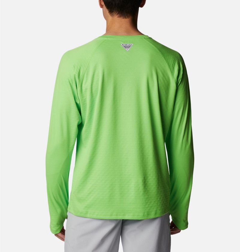 Green Men's Columbia PFG Zero Rules Ice Long Sleeve T-Shirt | FNDYS-2190