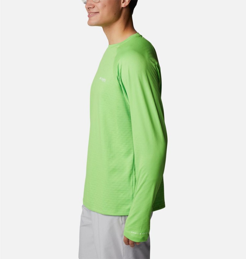 Green Men's Columbia PFG Zero Rules Ice Long Sleeve T-Shirt | FNDYS-2190