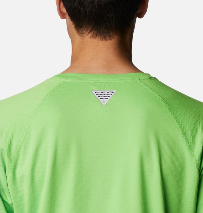 Green Men's Columbia PFG Zero Rules Ice Long Sleeve T-Shirt | FNDYS-2190