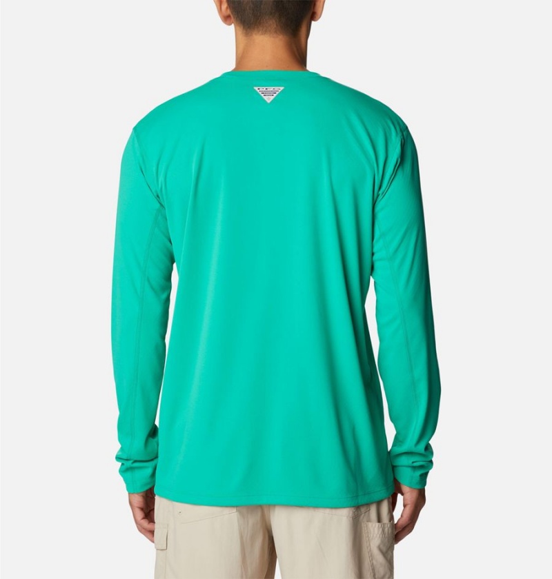 Green Men's Columbia PFG Zero Rules Long Sleeve T-Shirt | XBOWU-1947