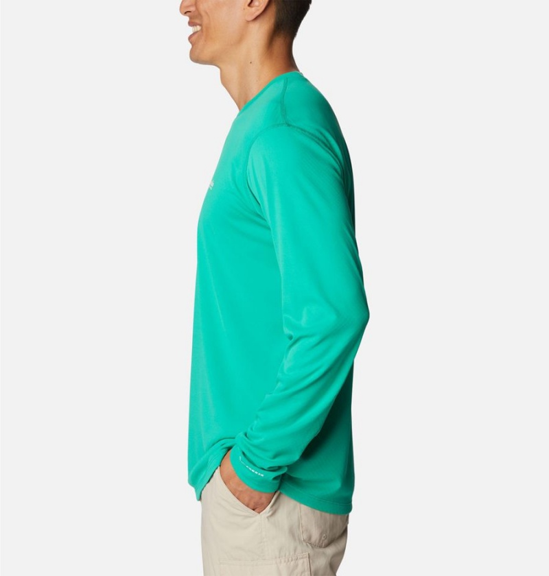 Green Men's Columbia PFG Zero Rules Long Sleeve T-Shirt | XBOWU-1947